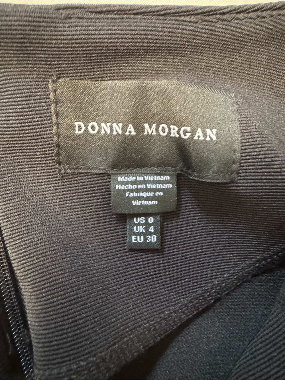 NWT New Donna Morgan Black Asymmetric One-Shoulder Long Sleeve Dress Size 0 - Picture 4 of 7